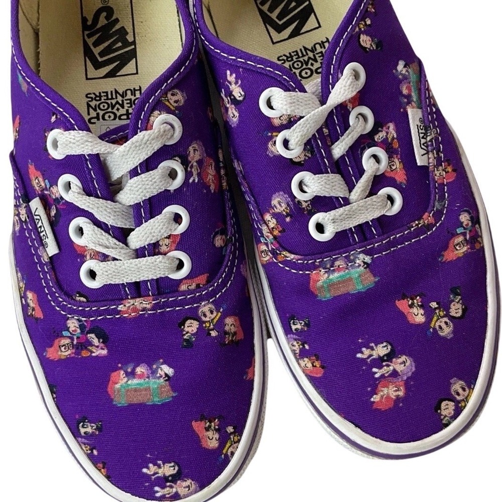 Vans Authentic Kpop Demon Hunters Skate Shoes Purple Big Kids Youth 5 Sneakers